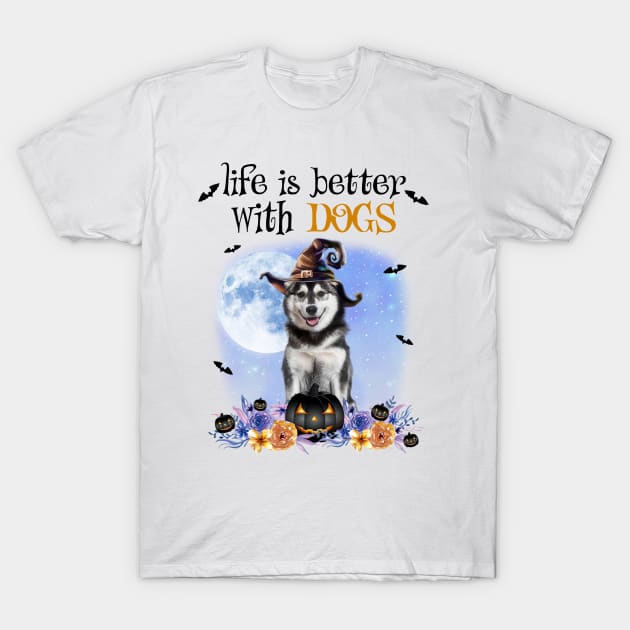 Husky Witch Hat Life Is Better With Dogs Halloween T-Shirt by cyberpunk art
